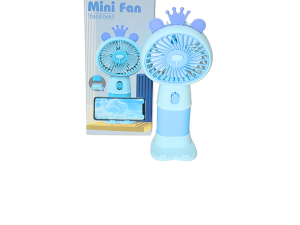 Mini ventilador portátil com suporte para celular azul