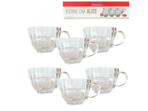 Jogo de xicaras em vidro  para chá c/6 pcs - hauscraft - jgch066