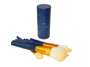 Kit com 12 pincéis para maquiagem e estojo em couro - c3b