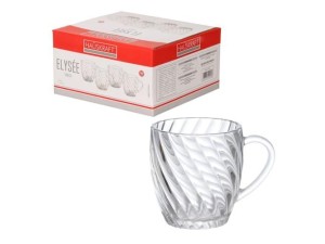 Xicara de chá com pires de vidro elysée 285ml 12 peças - canc193tr - hauskraft 