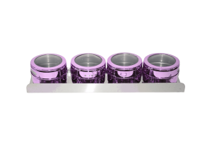 Porta condimentos, 4 pecas c/bandeja rosa - wellmix