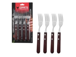 Kit completo com 4 garfos em inox e madeira vintage - CORNETA -  9610014 