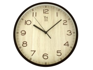 Relógio de parede preto com detalhes em madeira  - yjh6407 - ynclock 