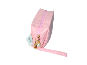 Necessaire rosa bebe com alça e pérola em couro - 794  - LINA
