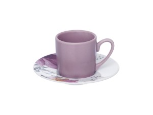 Jogo de  xicara cafe com 12 xícaras rosa bebê-  80ml -  jgxc053 - hauskraft 