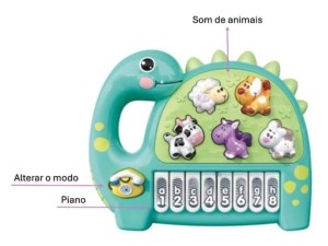 Piano Musical Infantil com Sons de Animais CP200714 | Brinquedo Educativo e Interativo

