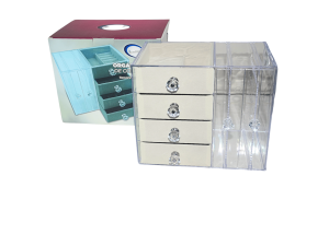 Organizador de cosméticos em veludo e acrílico - interponte