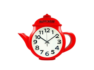 Relógio de parede design de bule vermelho - imporiente