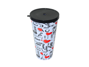 Copo divertido love com canudo - 600ml - interponte
