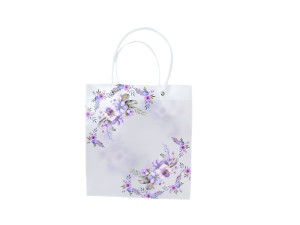 Sacola de Plástico Transparente c/ Flores 24cm – ML2025-012