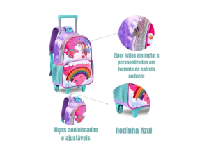 Mochila de Carrinho Unicórnio 40x30cm – UN24538K Up Importação e Exportação Ltda 