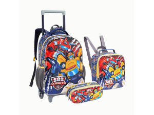Mochila para meninos de rodinhas - sos robots - seanite