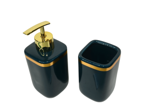 Kit banheiro c/2 pcs moderno com detalhes dourados - zt7007