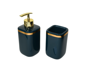 Kit banheiro c/2 pcs moderno com detalhes dourados - zt7007