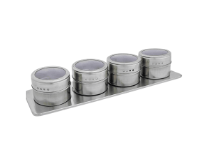 Porta condimento com 5 peças e suporte em inox magnético - casita - ca12126